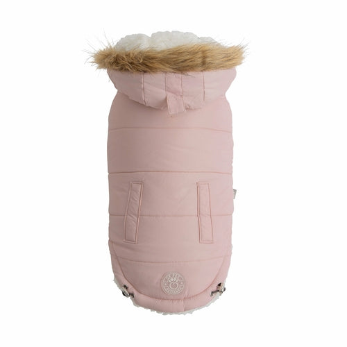 Furry Home Urban Parka for Dogs — Pink | Sherpa-Lined Winter Coat with Faux Fur Hood