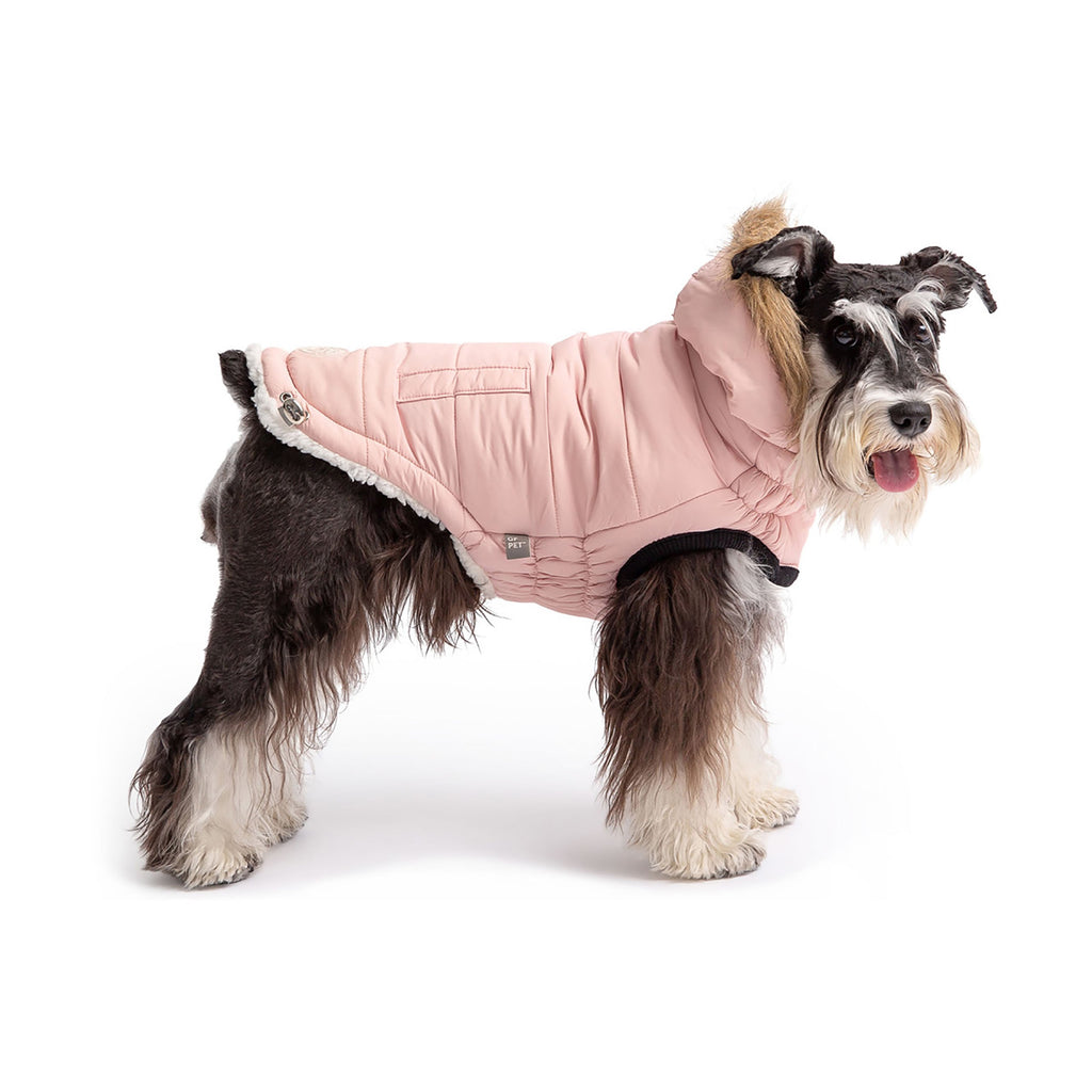 Furry Home Urban Parka for Dogs — Pink | Sherpa-Lined Winter Coat with Faux Fur Hood