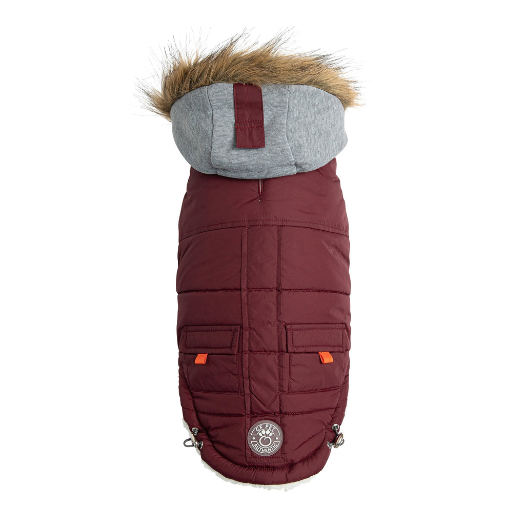 Winter Sailor Parka for Dogs — Burgundy | Premium Warm Coat with Sherpa Lining & Faux Fur Hood | Furry Home