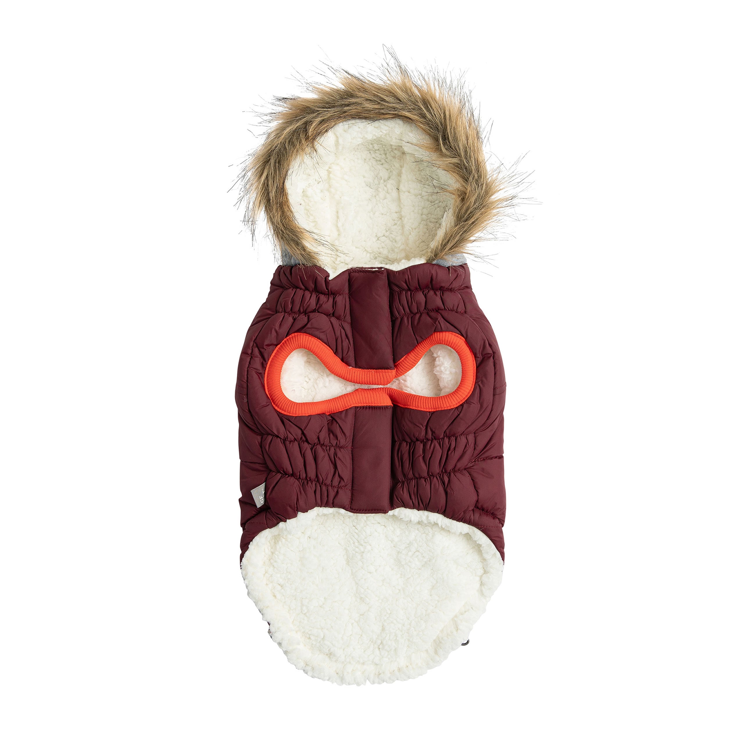 Winter Sailor Parka for Dogs — Burgundy | Premium Warm Coat with Sherpa Lining & Faux Fur Hood | Furry Home