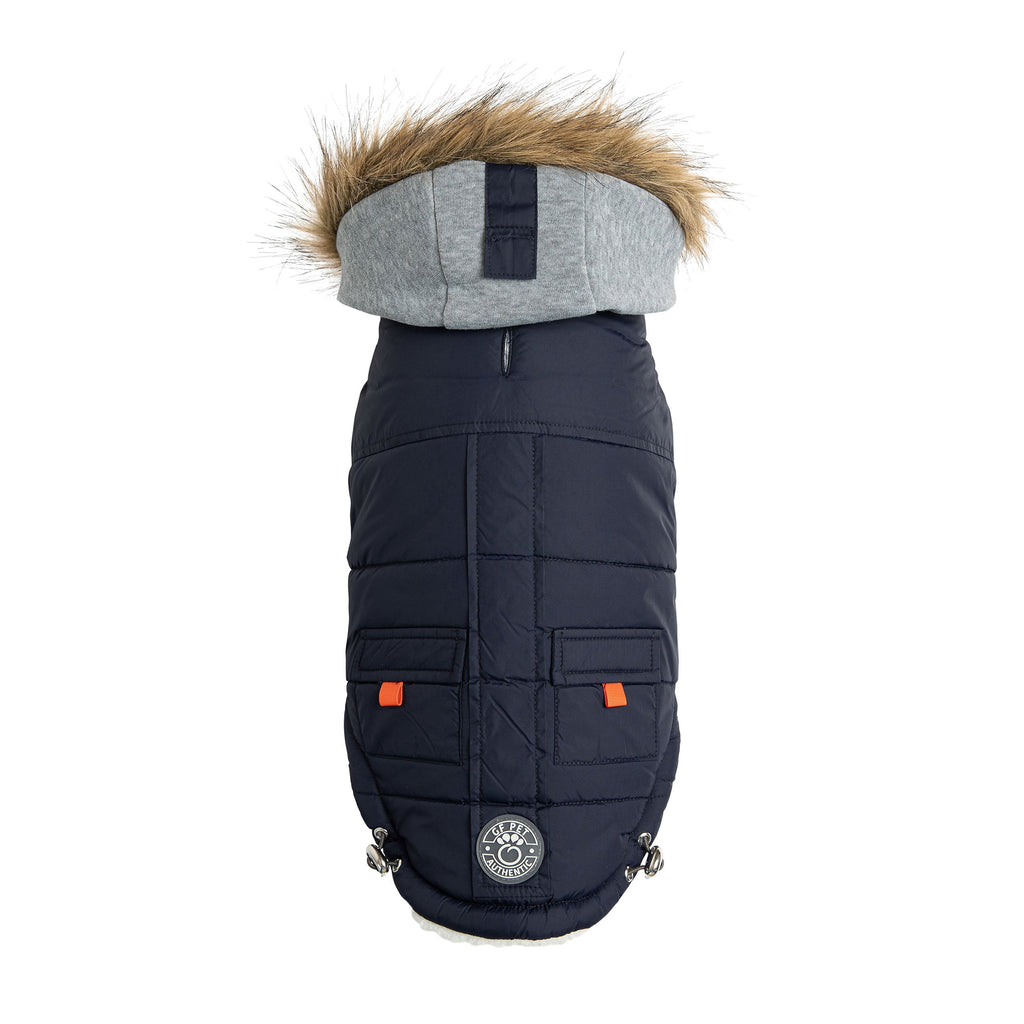 Winter Sailor Parka for Dogs — Navy | Premium Warm Coat with Sherpa Lining & Faux Fur Hood | Furry Home