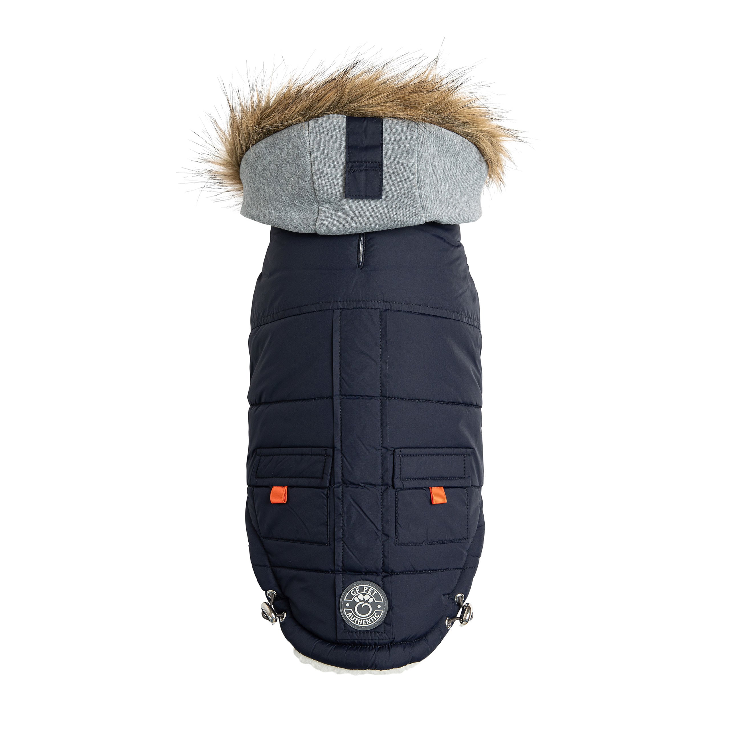 Winter Sailor Parka for Dogs — Navy | Premium Warm Coat with Sherpa Lining & Faux Fur Hood | Furry Home