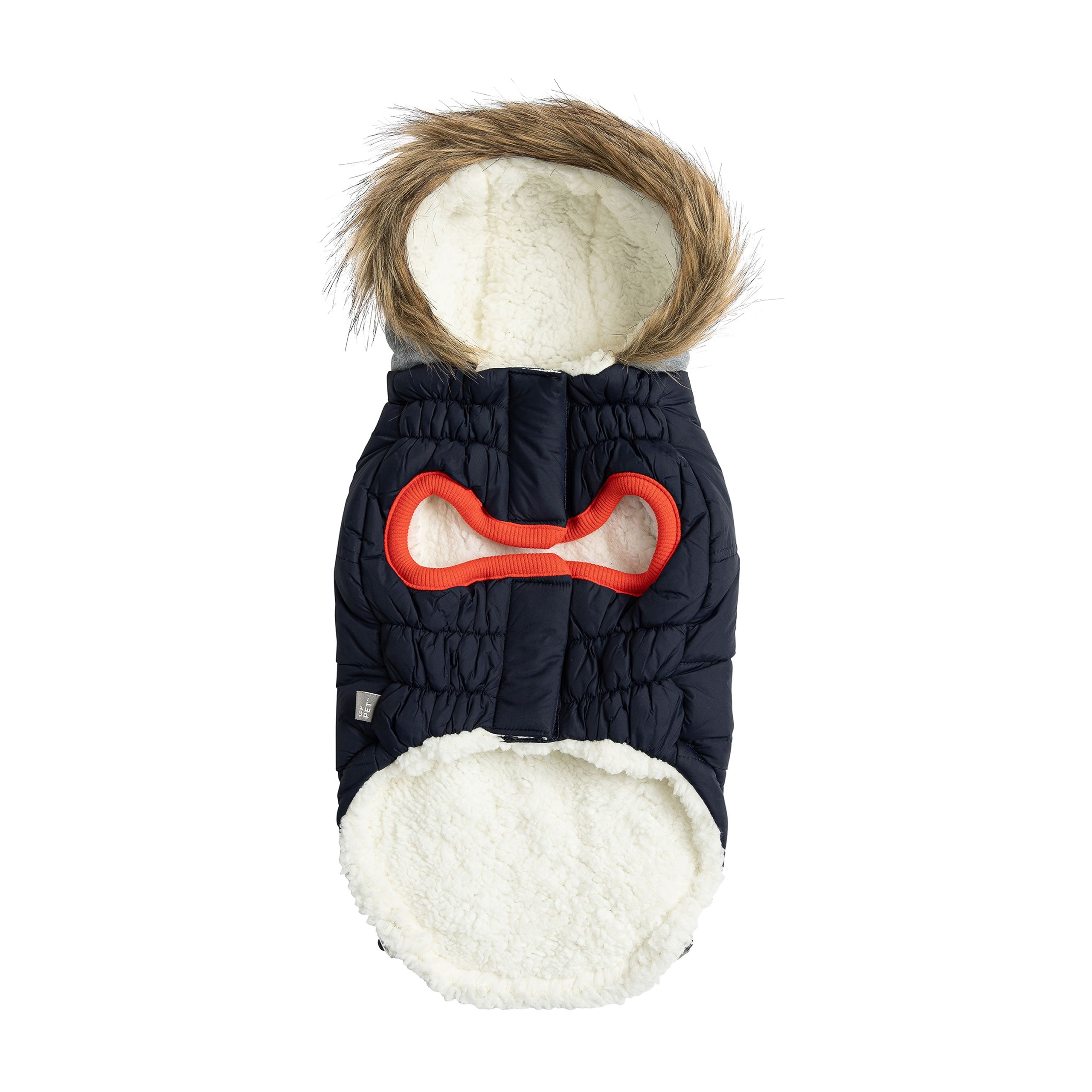 Winter Sailor Parka for Dogs — Navy | Premium Warm Coat with Sherpa Lining & Faux Fur Hood | Furry Home