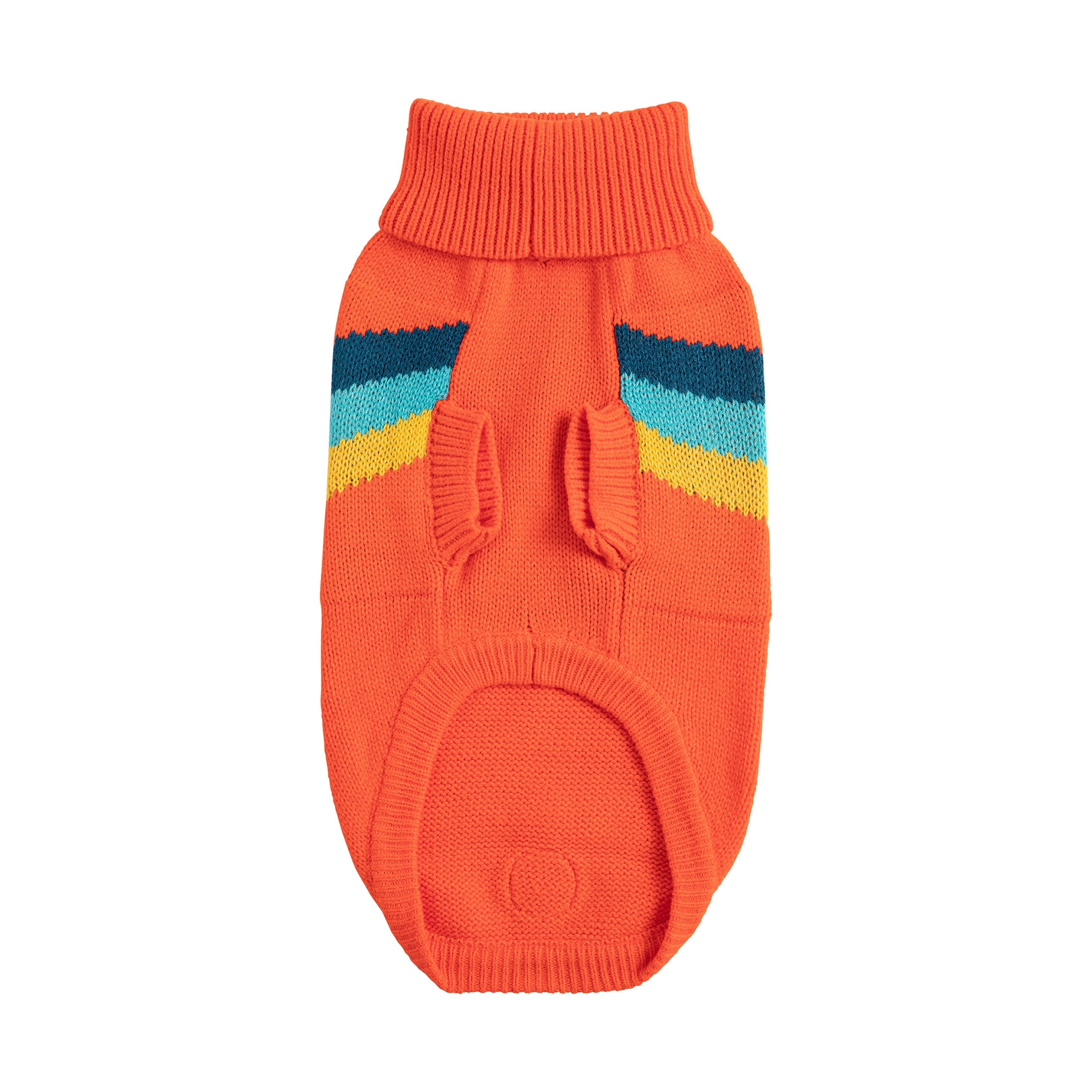 Alpine Turtleneck Sweater for Dogs — Orange | Retro Chevron Knit | Furry Home