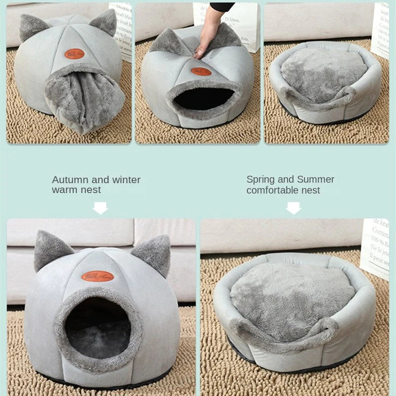 Snuggle Den 2-in-1 Pet House & Bed — Soft, Warm & Cosy for Cats & Dogs | Furry Home
