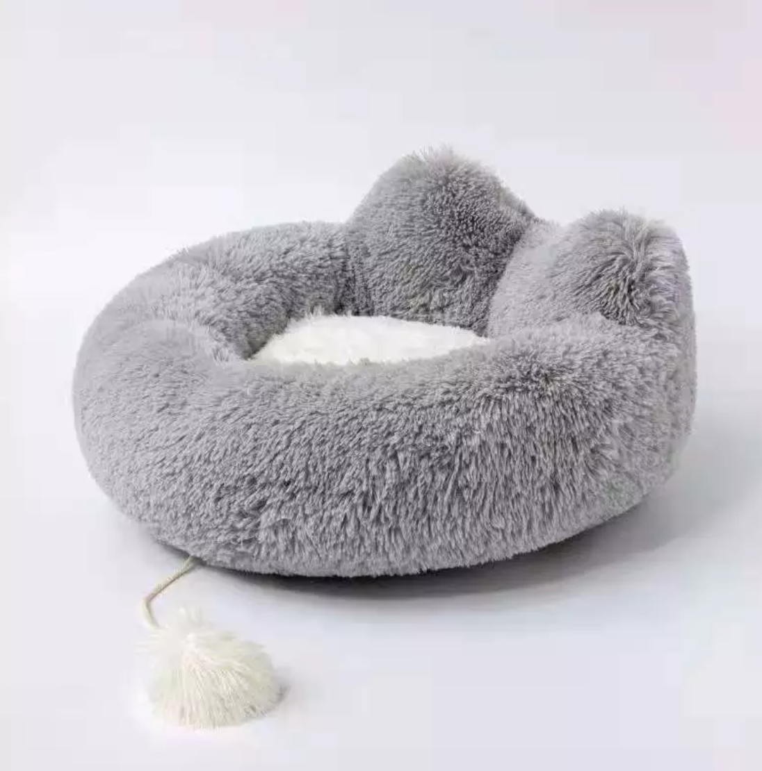 Cozy Plush Pet Bed — Anti-Anxiety Donut Design, Faux Fur Warmth & Non-Slip Base | Furry Home