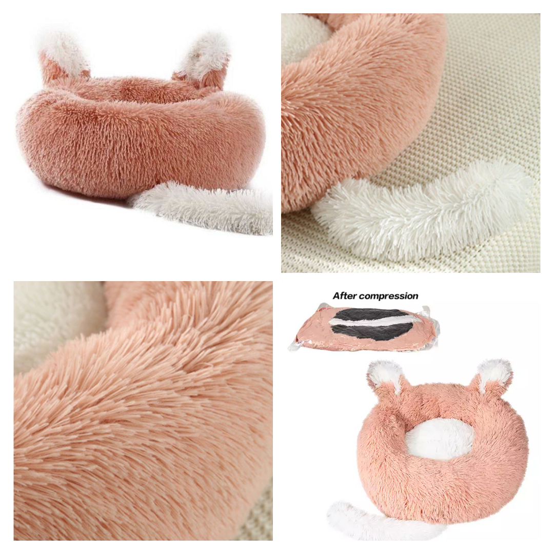 Ears & Tail Plush Pet Bed — Ultra-Soft Faux Fur, Non-Slip Base & Machine Washable | Furry Home