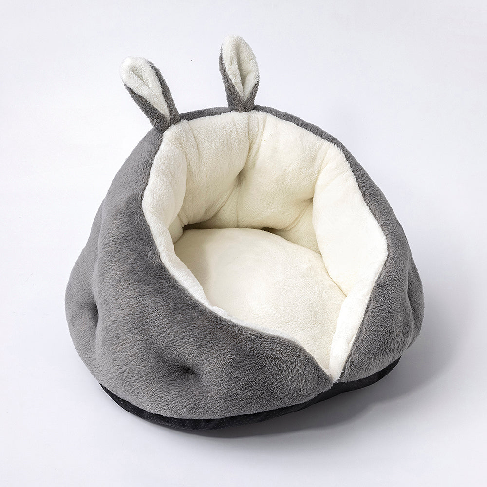 Bunny Ear Plush Pet Bed — Semi-Enclosed Nest, Ultra-Soft Comfort & Easy Clean | Furry Home