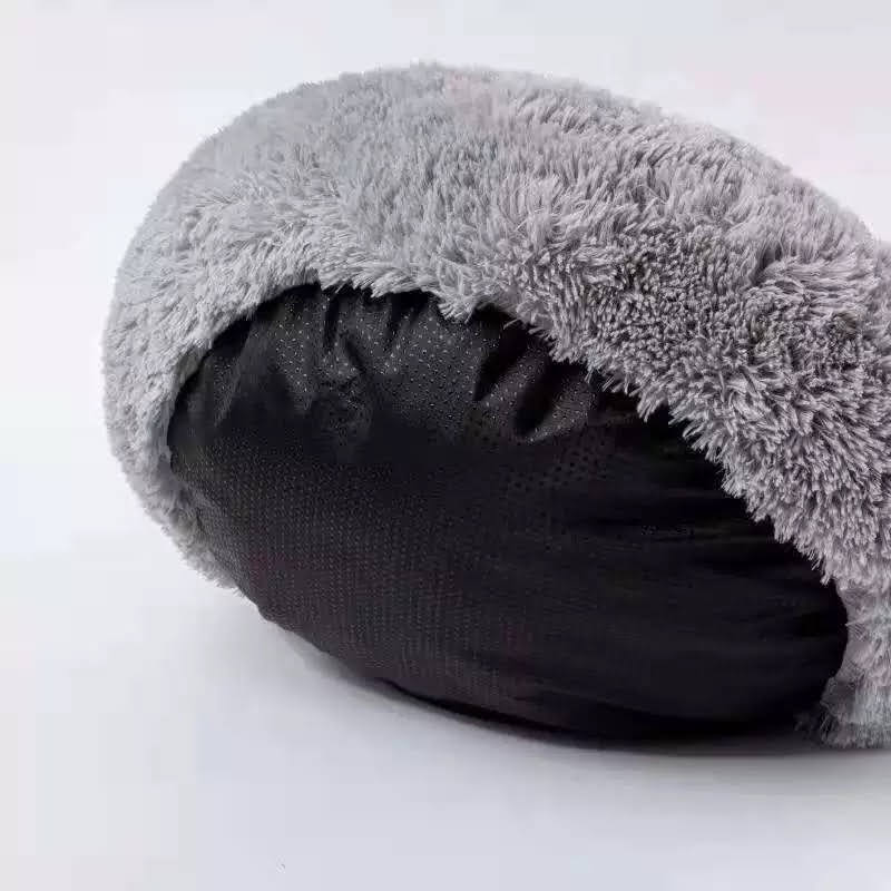 Cozy Plush Pet Bed — Anti-Anxiety Donut Design, Faux Fur Warmth & Non-Slip Base | Furry Home