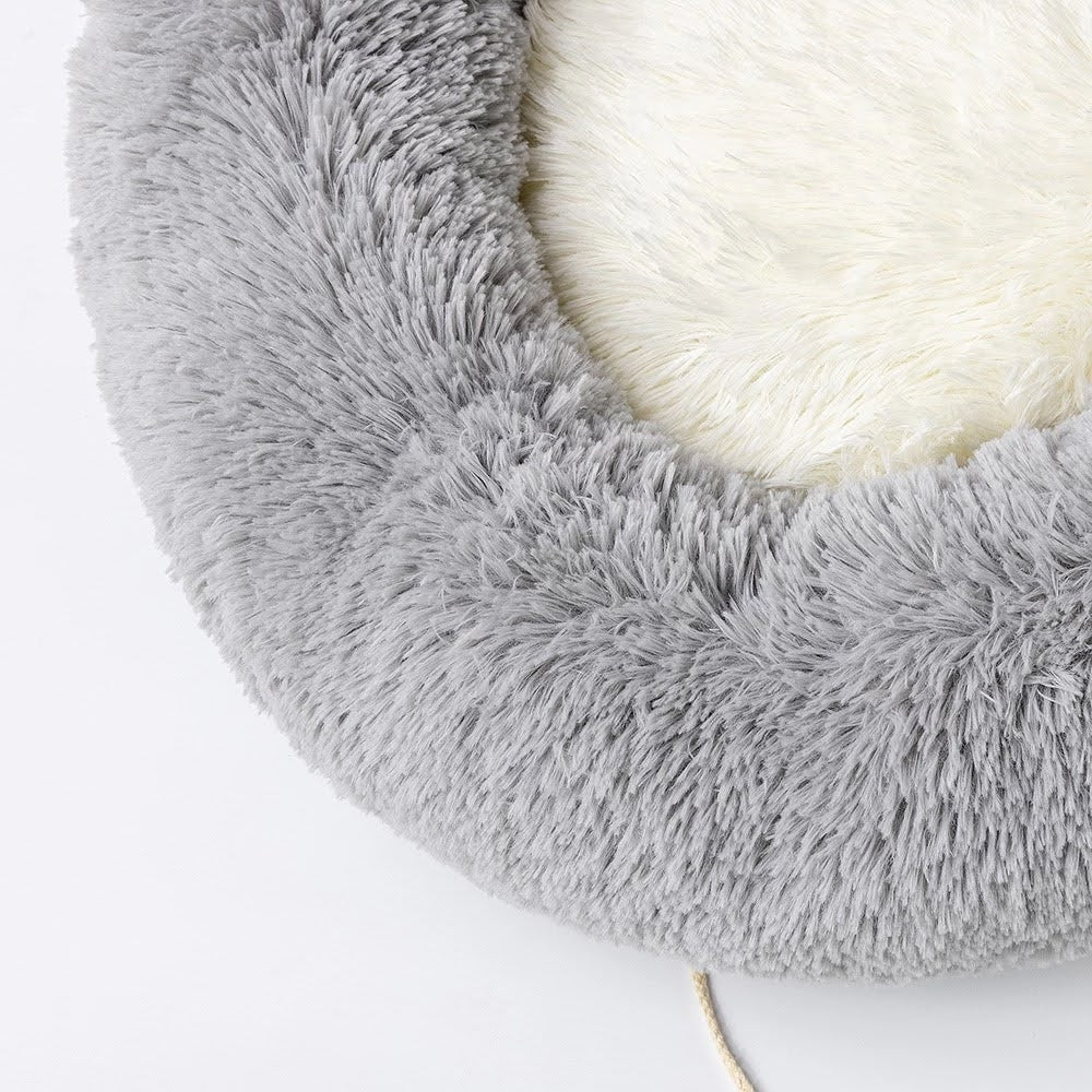 Cozy Plush Pet Bed — Anti-Anxiety Donut Design, Faux Fur Warmth & Non-Slip Base | Furry Home