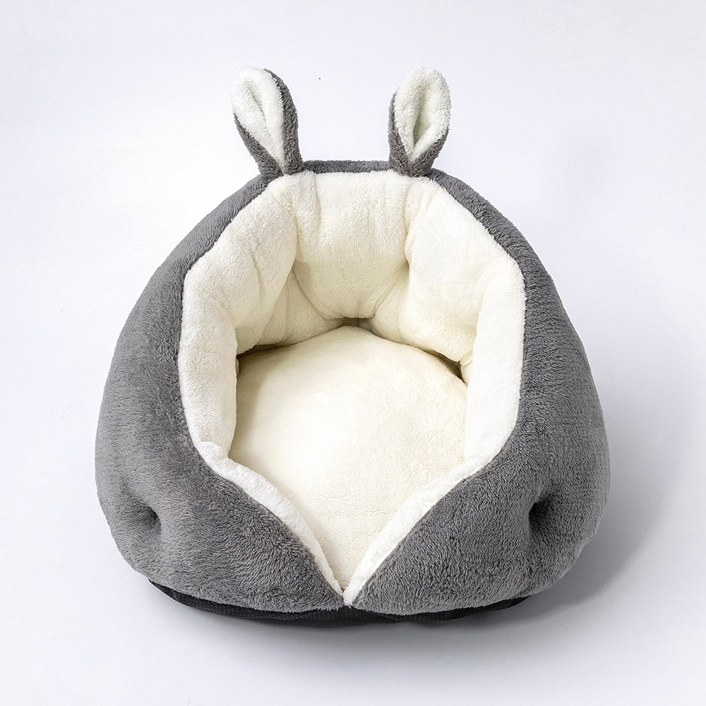 Bunny Ear Plush Pet Bed — Semi-Enclosed Nest, Ultra-Soft Comfort & Easy Clean | Furry Home