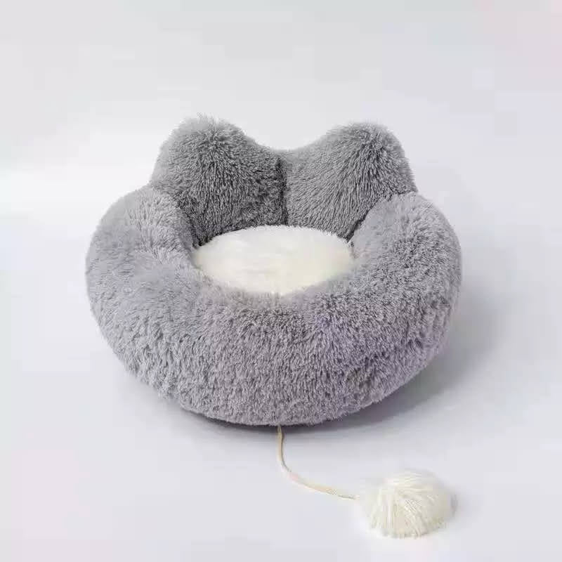 Cozy Plush Pet Bed — Anti-Anxiety Donut Design, Faux Fur Warmth & Non-Slip Base | Furry Home