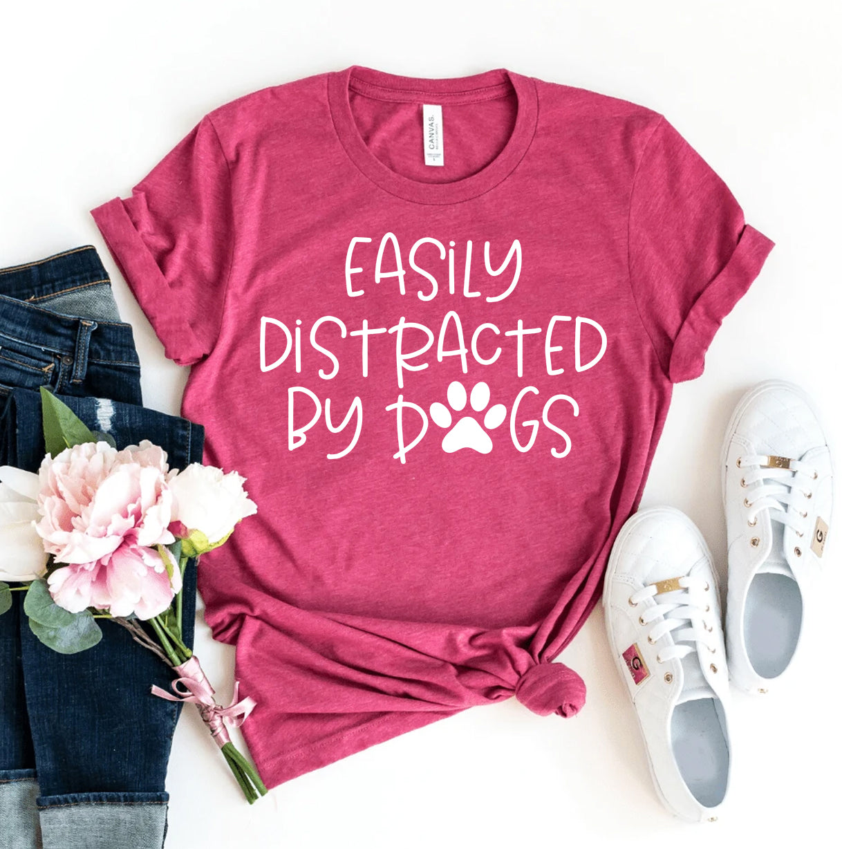 Easily Distracted By Dogs T-Shirt — Funny Dog Lover Tee | Soft Premium Cotton | Furry Home